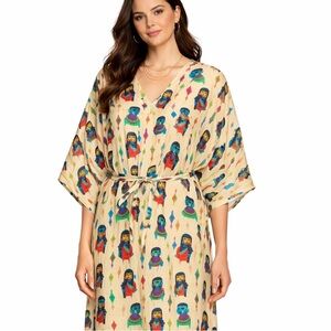 Ayaany Beige Printed Kaftan Top – Size XL